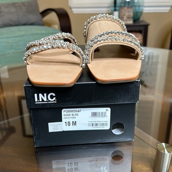 INC Womens‎ Pommona Rhinestone Slip On Slide Sandals Sz 10 - Picture 2 of 6